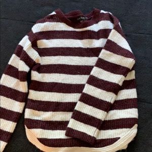 Burgundy and white sweater